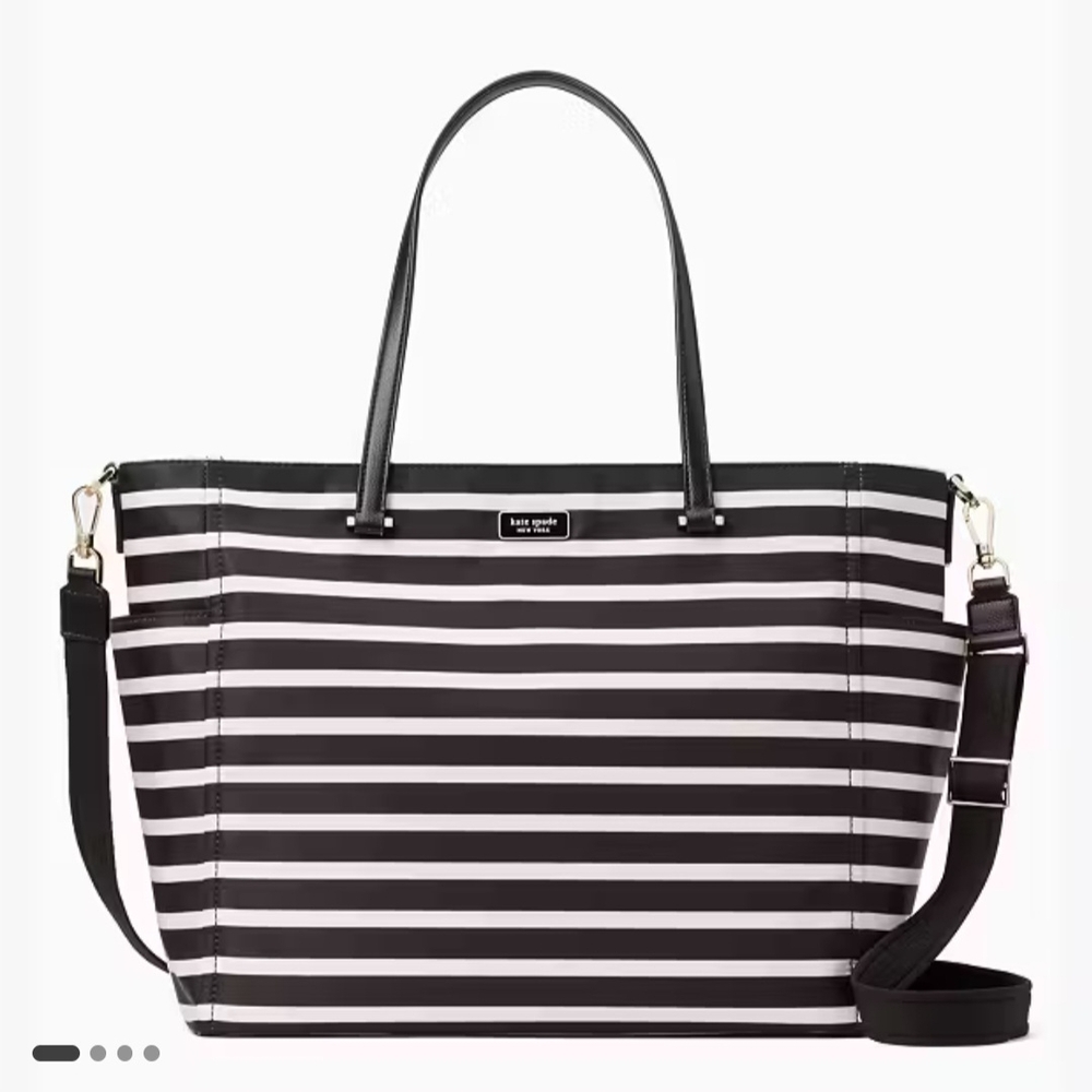 Kate Spade Black and White Striped Tote Bag